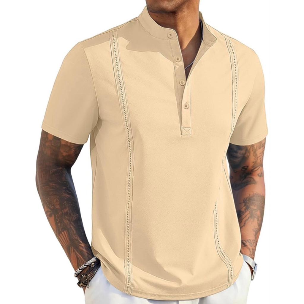 New Men's Classic Button Casual Henley Shirt Lightweight Slim Fit 2x